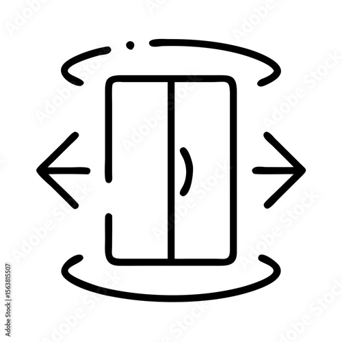 Doorway with arrows indicating opening and closing motion