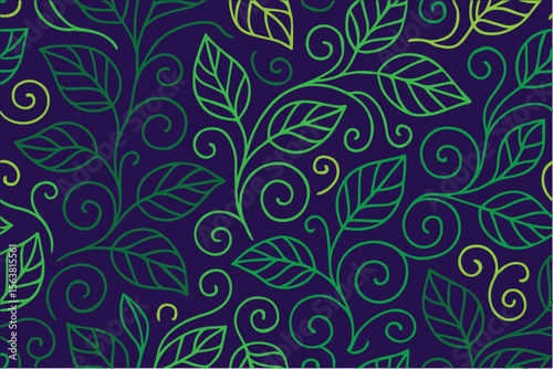 Vector pattern background featuring green floral elements, creating a fresh, natural, and calming design perfect for eco friendly themes and botanical styles.