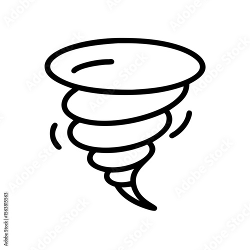 Simple black line drawing of a swirling tornado icon