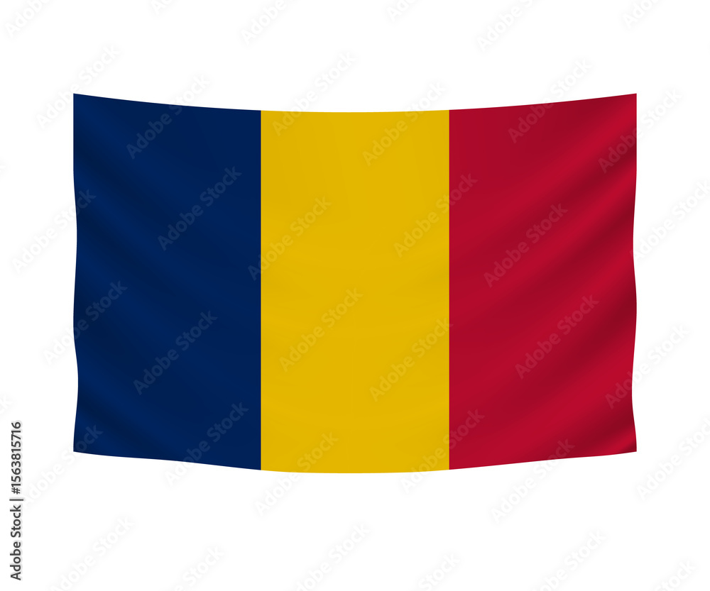 Fototapeta premium Realistic hanging flag of Chad. Empty fabric banner illustration design.