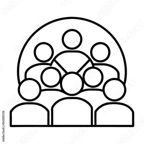 Stylized group of people in a semi circle formation