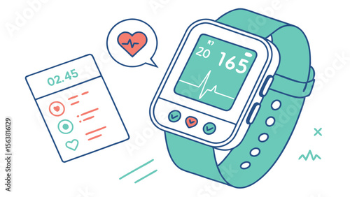 Digital Health Monitoring: Smartwatch Displaying Heart Rate and Activity Data, Wearable Technology for Fitness and Wellness Tracking