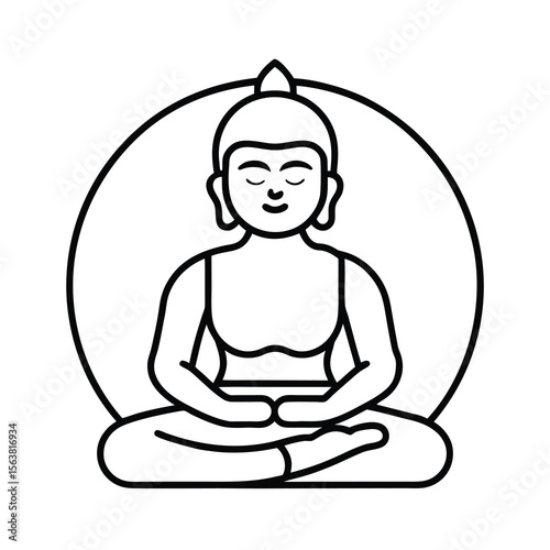 focus calm peace mindful line icon