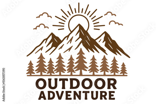Minimalist vector background featuring mountains, trees, and tents, capturing the essence of outdoor adventure with clean lines and natural exploration themes.

