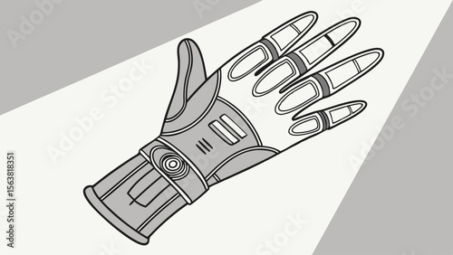 Futuristic Robotic Hand Glove Vector Illustration: Advanced Haptic Technology for Virtual Reality and Cyberpunk Interfaces, Smart Wearable Device C...