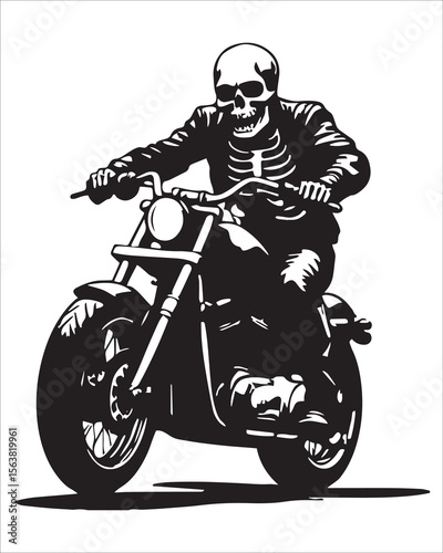 Skeleton Biker on Motorcycle Vector