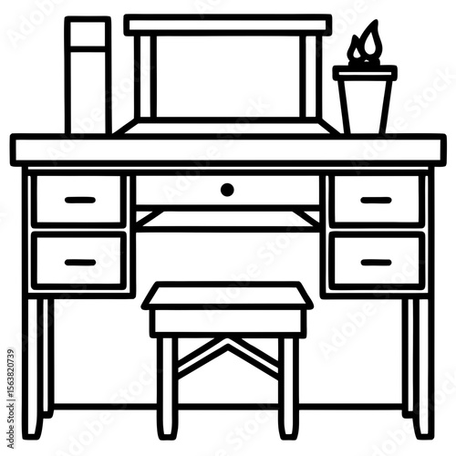 Minimalist Study Desk Vector