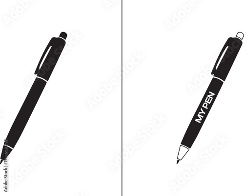 Pen Silhouette Vector – Black Writing Tool Icon for School, Office, and Design Use