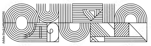 Photography Abstract geometric composition with curves and lines line art black and white