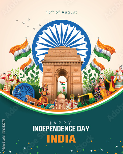 happy independence day India. 78 with Indian flag. abstract vector illustration design