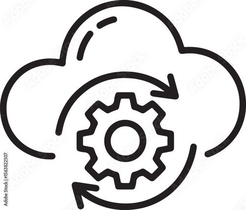 Cloud processing gear with circular arrows icon vector