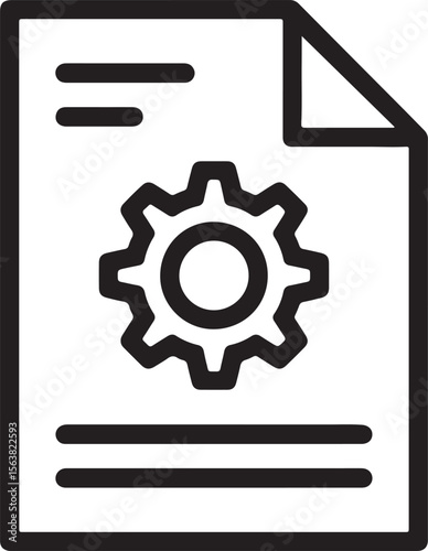 Document with gear icon and text lines cogwheel settings