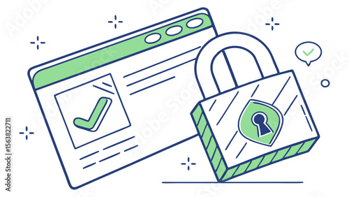 Secure Website: Padlock and Browser Window Illustration