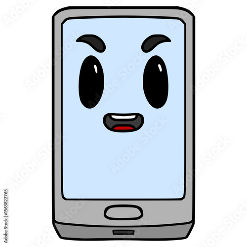 smartphone character illustration hand drawn isolated vector