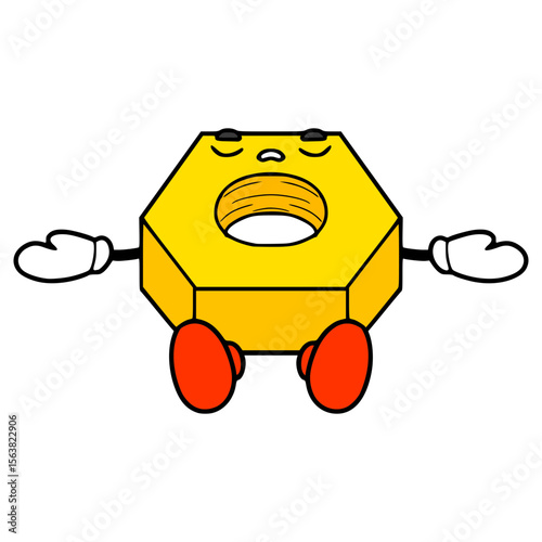 hex nut character illustration hand drawn isolated vector