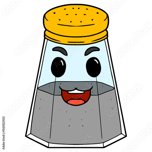 salt and pepper bottle character illustration hand drawn isolated vector