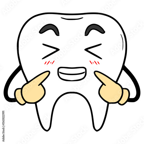 tooth character illustration hand drawn isolated vector