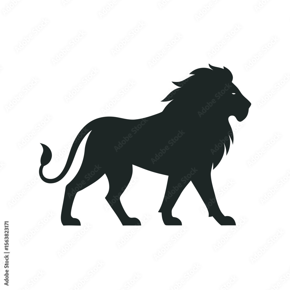 Obraz premium Profile View Lion Walking Silhouette