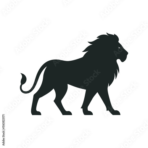 Profile View Lion Walking Silhouette