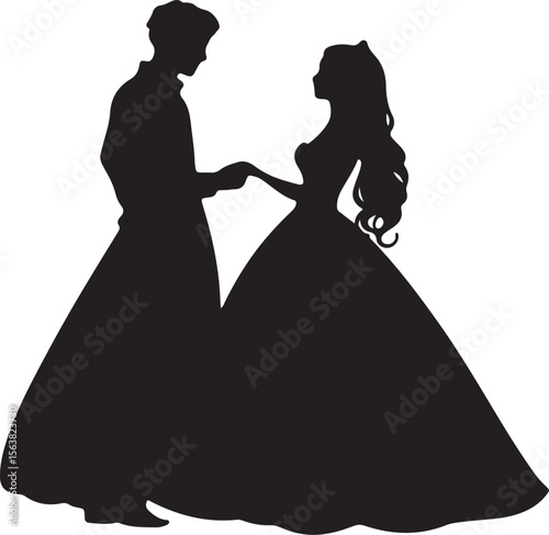 couple wedding marriage silhouette illustration