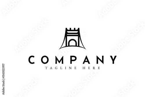 Elegant Bridge and Castle Line Art Logo