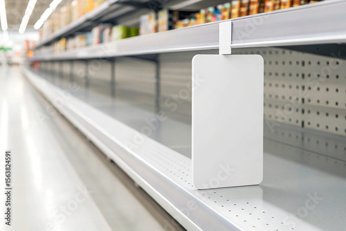 Blank Retail Shelf Tag Mockup in Supermarket Aisle