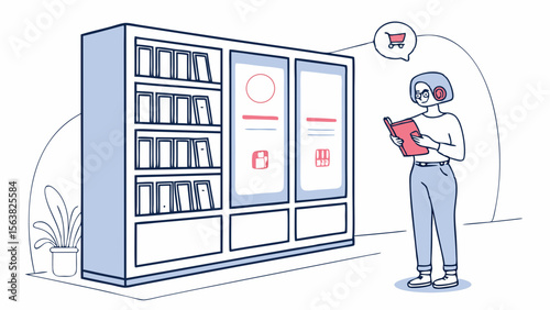 Digital Bookstore: Woman Browsing eBooks & Online Shopping