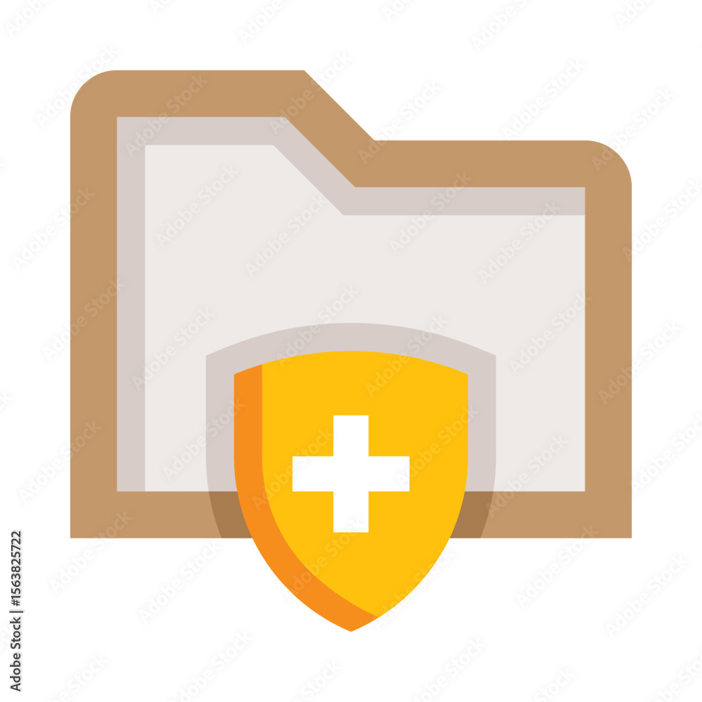 Fototapeta premium Protected Computer Folder Flat Color Icon