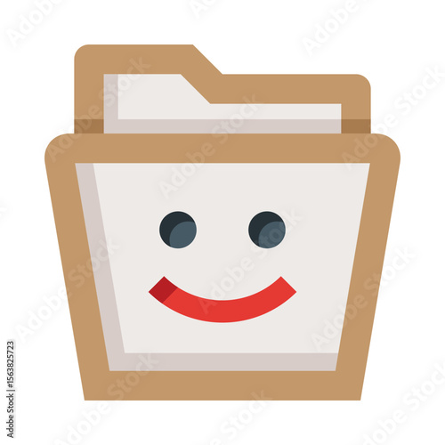 Smiling Computer Folder Flat Color Icon