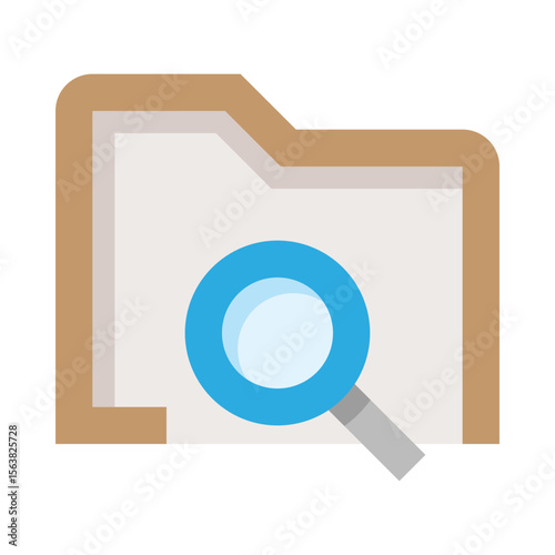 Search Find Computer Folder Flat Color Icon