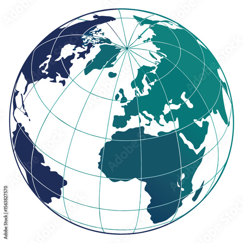 Global sphere map illustrating continents, ideal for international travel and business concepts