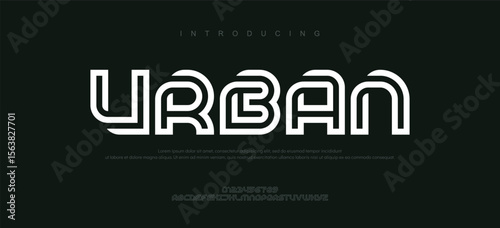 Minimal modern urban Doble line fonts for logo, brand etc. Typography typeface uppercase lowercase and number. vector illustration