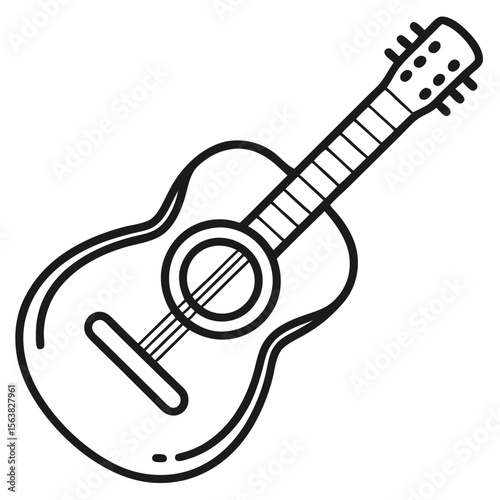Guitar Icon in Black Outline