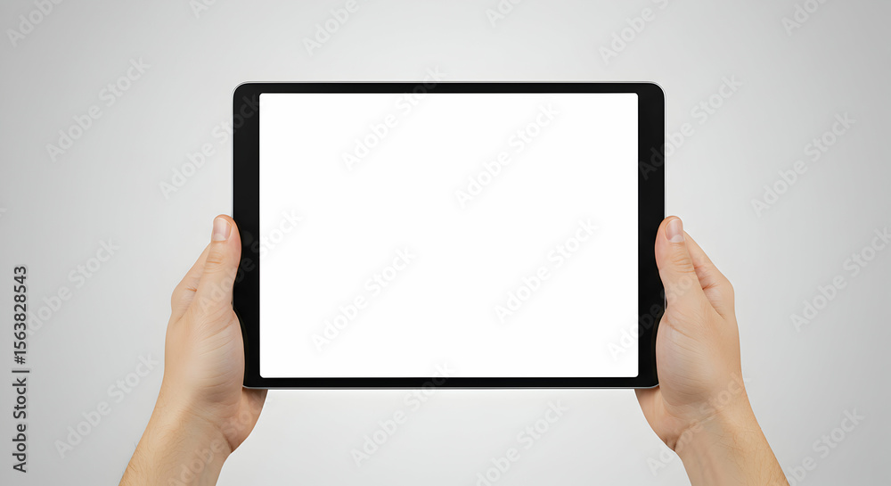 Blank screen tablet in hands mockup modern technology device digital gadget internet app website design presentation Blank screen tablet in hands mockup modern technology device digital gadget internet app website design presentation