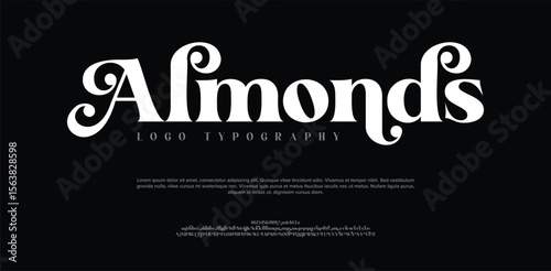 Almond luxury beauty font alphabet logo. Minimal modern urban fonts for logo, brand etc. Typography typeface uppercase lowercase and number. vector illustration