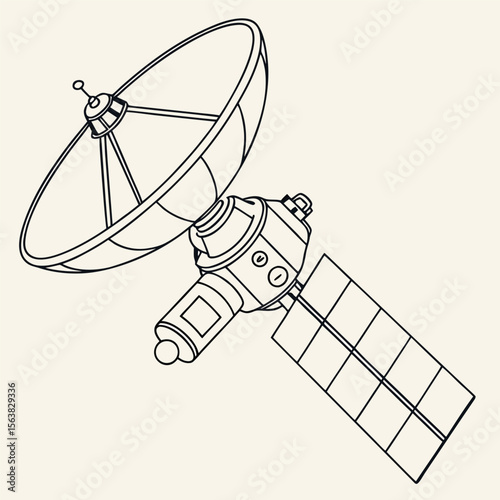 Isolated satellite dish antennas for global communication and digital broadcasting against a blue sky, illustrating advanced network technology