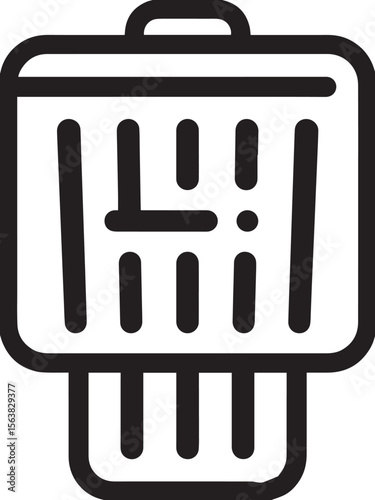 A bold outline vector icon of a trash can with shredded paper or waste underneath, symbolizing data deletion or secure disposal.