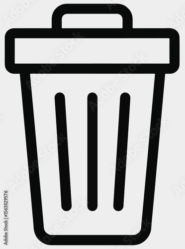 A clean, simple vector outline of a trash can or recycle bin, suitable for digital interfaces.