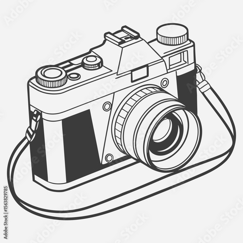 Vintage camera icon: retro photographic equipment for digital and film photography