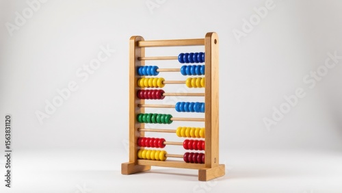 Bright multicolored abacus isolated on a clean white background. Represents early learning, math education, and childhood development tools.