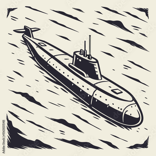 Silhouette of a vessel, boat, or ship sailing on the sea or ocean, ideal for nautical and marine transportation concepts, including luxury yachting, cargo, and fishing
