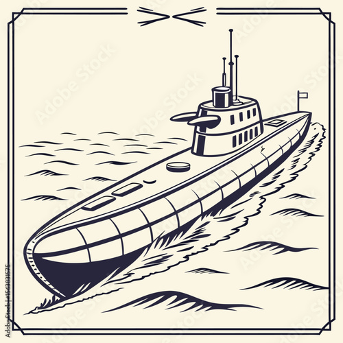 Vector sketch of a ship at sea, ideal for nautical travel and transport illustrations