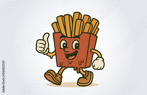 French Fries Mascot Cartoon Character Logo Template