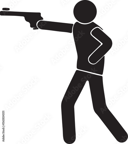 black and white silhouette figure holding gun