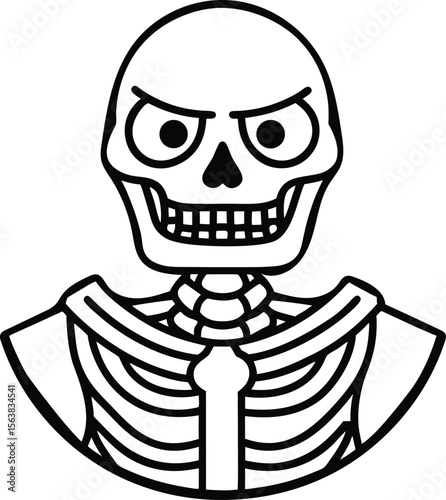 skeleton illustration with angry eyes and rib cage vector