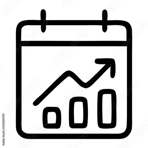 Outline Simple Calendar Growth Chart Line Art Icon Symbol Element