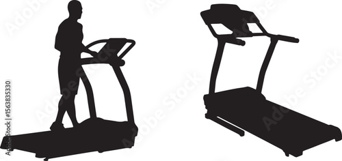 black silhouette of person running on treadmill