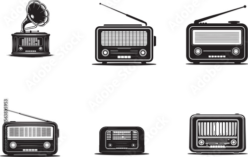 Vintage radios and gramophone collection antique retro
