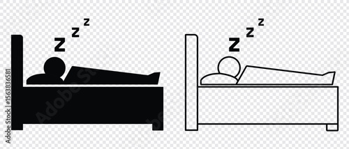 Deep sleep icon set. Sleeping vector with Bed, and Zzz Symbol. sleeping in bed line and glyph icon. Symbol , logo illustration