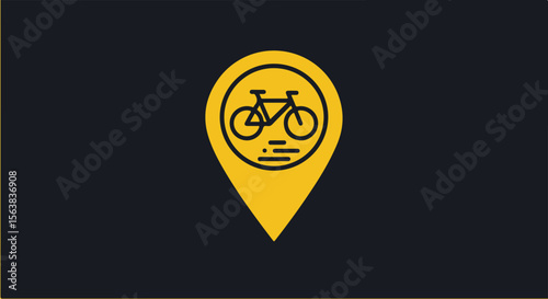 Bicycle Inside Yellow Location Pin